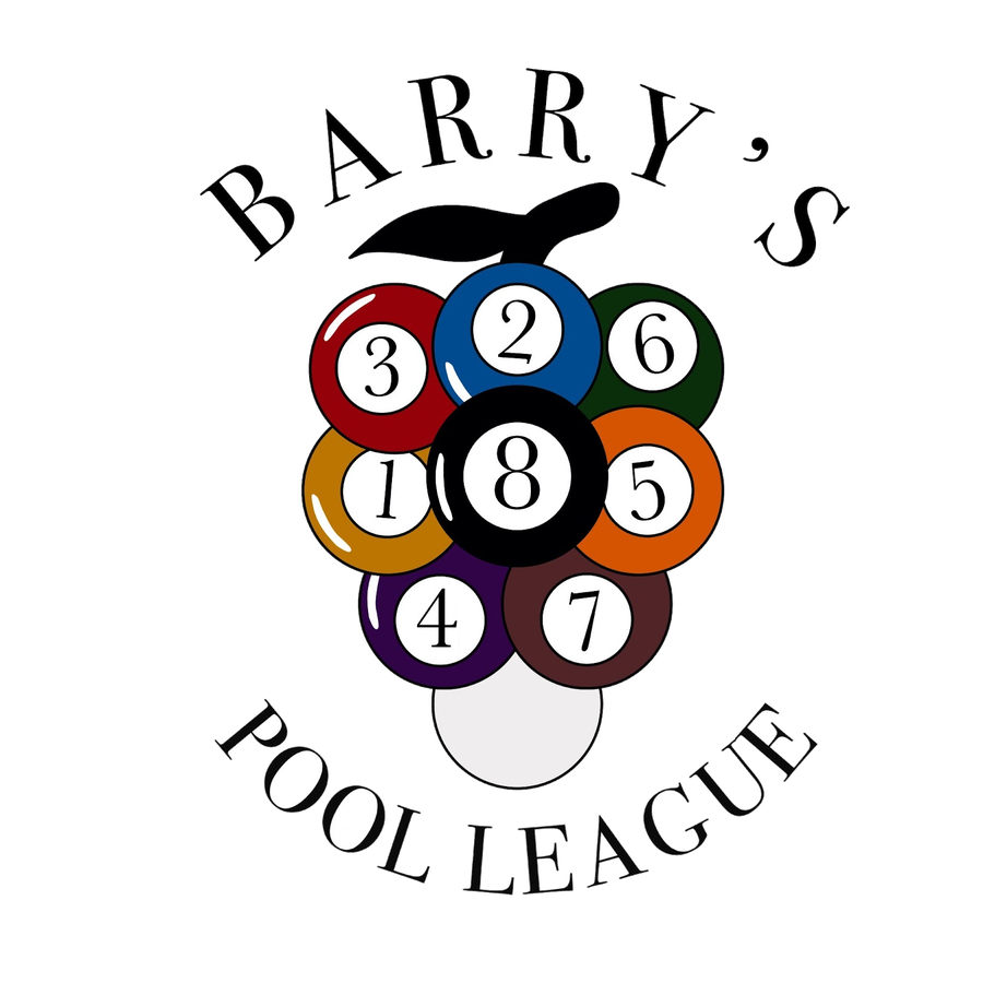 Barry's Pool League — eight numbered pool balls arranged as a bunch of grapes